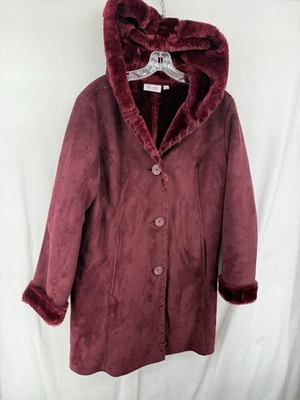 d&co Burgundy Fleece Coat Sz Button Up - Image 1 of 4