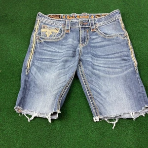 Rock Revival Valance Straight Denim Shorts Cut Off Frayed Gr. 32 - Bild 1 von 5