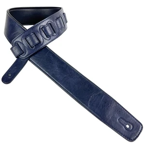 G-52 Navy Blue Handmade Soft Natural Finish Guitar Strap with Padded Glove Le... - Picture 1 of 9