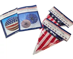 4th of July Party Decorations Banners Lantern Fans Red White Blue USA Flag Pride - Picture 1 of 12