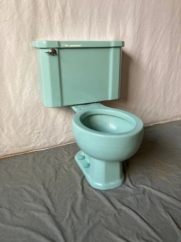 Vtg Mid Century Aqua Blue Green Porcelain Toilet Old Kohler Bath We Ship 446-21E Cover