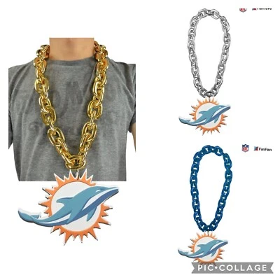 MIAMI DOLPHINS NFL 3D Gold Silver Or Blue Foam Magnet Fan Chain Foto 1 de 4