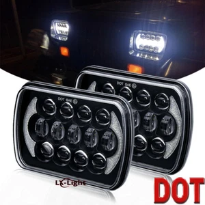  1997-2010 for Kenworth T300 Pair DOT 7x6" 5x7inch Halo Led Headlights HI/LO DRL - Picture 1 of 11
