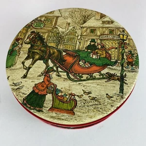 Potpourri Presse Weihnachtsdose, Schlittenfahrt Szene Vintage klein - Bild 1 von 7