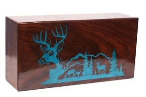 Memorial Keepsake Rosewood Deer Ashes Holder Urn Engraved Adult Cremation - Picture 1 of 7