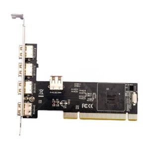 High Speed 480Mbps 5 Port USB 2.0 PCI Hub Card Controller Adapter Board - Photo 1/4