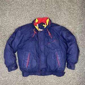 VTG Abercrombie & Fitch Down Jacket Mens XL 90s Baggy Blue Red Aviator Ski Prep - Picture 1 of 13
