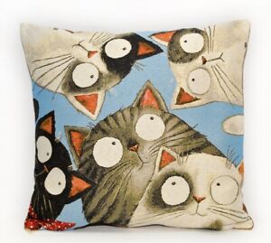 Tapestry Cushion Pillowcase Pillow Cover Decor Case Cat Collage 30x30 45x45