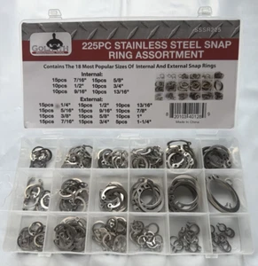 Golia Industriale 225pz Assortimento di anelli a scatto in acciaio inox ~ SSSR225 - Foto 1 di 5