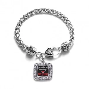 NEW WOMENS "I'd Rather Be Drinking Wine" CLASSIC Braided CHARM BRACELET - Picture 1 of 1