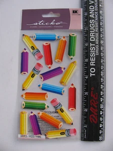 Sticko Aufkleber BUNTSTIFTE Kunstschule 18 Stück Neu in Verpackung - Bild 1 von 1
