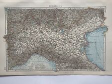 1899 Północne Włochy Oryginalna antyczna mapa autorstwa Richarda Andree