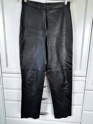 Hillard & Hanson Black Lambskin Leather Pants Vtg 90s Soft Y2K  Zipper High Rise - Image 1 of 4