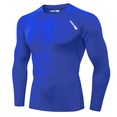 Compression Base Layer Top Thermal Long Sleeve Royal Blue Training Running ++ - Image 1 of 4