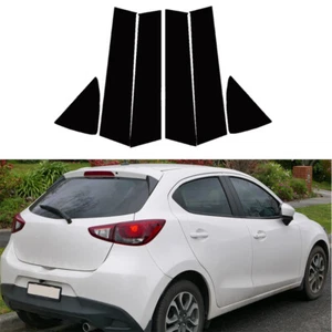 6Pcs Gloss Black Pillar Posts Door Sicker Cover For Mazda2 Demio 2014-2022 2023 - Picture 1 of 10