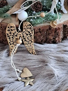 Girlande Weihnachten Advent Christbaumschmuck Dekoration Flügel Engel gold Stern - Bild 1 von 1
