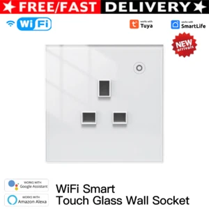 Smart Wifi Wall Socket 3000W 16A All Glass Touch Panel for Tuya/Alexa/Google UK - Afbeelding 1 van 16