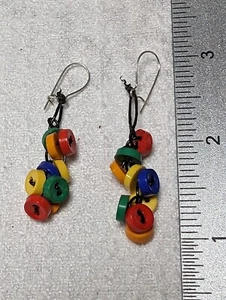 Vintage Colorful Tiny Button Earrings - Picture 1 of 1