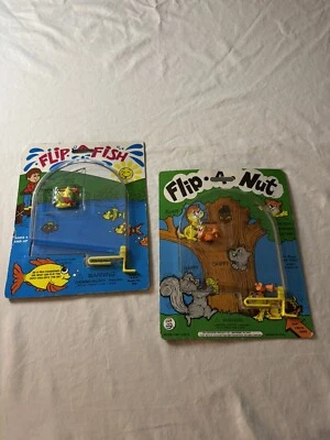 Vintage Flip A Nut Flip A Fish Games Toys 1980s - Set of 2 Working Collectable - Image 1 of 4