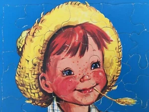 Sifo Tray Puzzle 1961 Boy in Yellow Straw Hat Freckles Country Farmer Preschool - Picture 1 of 11