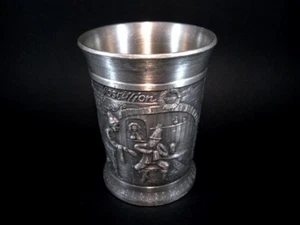 SCHÖNER ALTER DEUTSCHER GEPRÄGTER MASSIVER ZINN-BECHER !!! - Bild 1 von 11