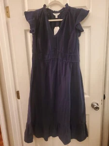 NWT Time And Tru Navy Cotton Flutter Sleeve Dress Size M 8-10 - Picture 1 of 9