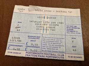 KOMPLETTER TICKET-STUB - PORTSMOUTH V LEEDS UNITED - 12. JANUAR 1985 - Bild 1 von 1