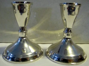 Pair of Sterling Silver Candlesticks Holders by Duchin Creations 4" Tall - Picture 1 of 9