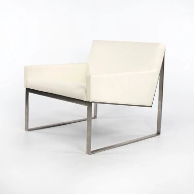 Sillón Fabien Baron de la década de 2010 para Bernhardt Design B.3 de cuero blanco con brazos Foto 1 de 4