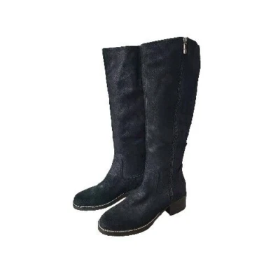 Donald Pliner Women's Boots Sz 9 Phillipa Black Shimmer Calf Suede Tall Shaft  - Image 1 of 4