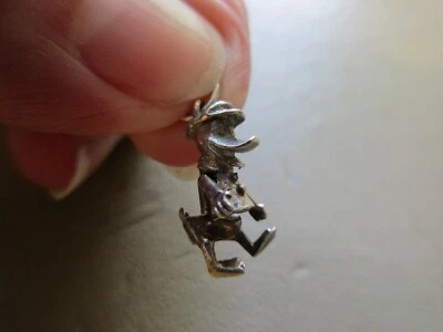 VINTAGE STERLING SILVER MOVING DONALD DUCK DISNEY FOB CHARM PENDANT BRACELET OLD - Image 1 of 4
