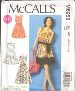 Mc Call's M6955 Laura Ashley Sewing Pattern Women's Dress & Belt Size 6-14 Uncut - Picture 1 of 2