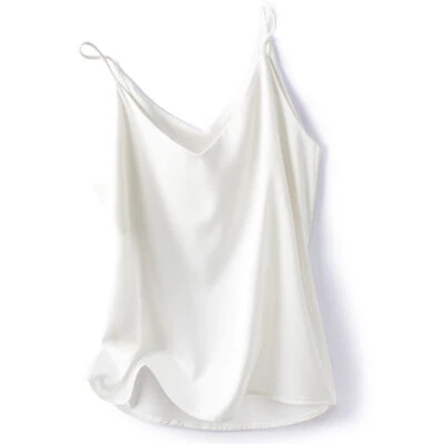 Mujeres Satén Seda Camisola Camiseta sin Mangas Chaleco Cuello en V Correa Camiseta Interior Informal Básica EE. UU. Foto 1 de 4