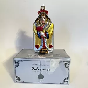 Vtg Kurt Adler Polonaise Royal Suite Queen Card Glass Christmas Ornament w/ Box - Picture 1 of 10