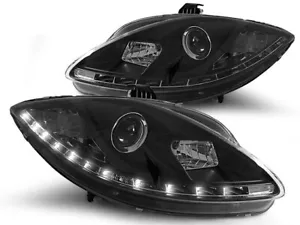 faros para SEAT LEON ALTEA TOLEDO 2005 2006 2007-2009 luz diurna negro LHD - Picture 1 of 1