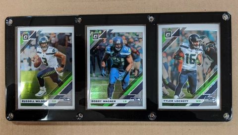 SEATTLE SEAHAWKS 3 CARD PLAQUE RUSSELL WILSON BOBBY WAGNER TYLER LOCKETT Cover