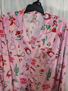 Pink Western Christmas 2X Pajamas Cowgirl Cactus Boots Pockets Soft Cowboy Warm - Picture 1 of 9