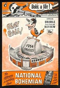 1954 Yankees @ Orioles Program 6/16 Mantle Whitey Ford WP Inaugural Season Ex - Picture 1 of 2