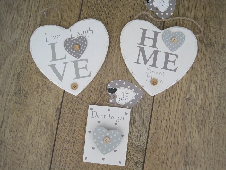 2 soportes para notas de madera y corazones colgantes en mal estado chic Foto 1 de 1