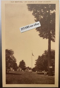 1920s 1930s NORTH GIRARD, PA, CAMP CALEDON OLD SENTINEL FLAGPOLE POSTCARD - Picture 1 of 2