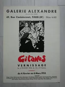 Expo Poster GITANES (Gypsy) ill. SERGE Galerie Alexandre Paris 1953 Litho - Picture 1 of 4