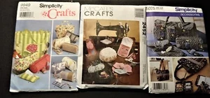 Sewing Craft Patterns Lot 3 PURSES Totes Organizers Gifts Travel Glass Case Pins - Picture 1 of 12
