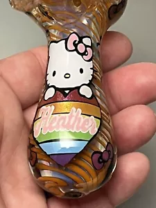 3.5" VIRGO Hello Kitty Personalized Glass Pipe Smoking Tobacco Bowl Hand Spoon - Picture 1 of 8