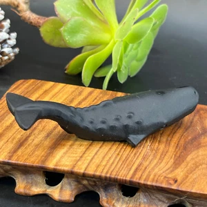 1 Stck. Natürlicher Obsidian Quarz Wal Kristall Geschnitzt Heilung Reiki Edelstein Dekor - Bild 1 von 12