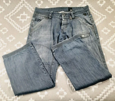 Jack & Jones Mens Simple Tranky Jeans W36 L32 Wide Leg Blue E-75 JH75 Button Fly - Image 1 of 4