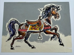 BUD SHACKELFORD PAINTING HORSE PORTRAIT MID CENTURY LISTED FAMOUS CALIFORNIA WC - Picture 1 of 23