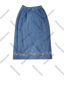 Vintage 90er The Quacker Factory Jeansrock bestickt - Bild 1 von 4