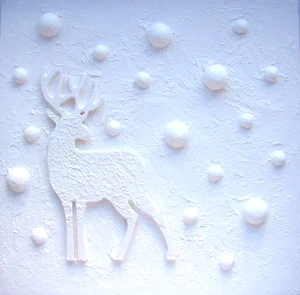 Christmas Reindeer Framed Abstract Original Painting Canvas Wall Art 12x12 inch - Picture 1 of 6