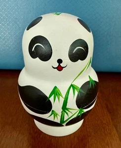 Painted Wooden Panda Bear Nesting Russian Matryoshka Dolls - 10 Pandas - SO CUTE - Picture 1 of 9
