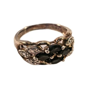 925 Silver Vermeil Cocktail Ring Sterling Size 7 - Picture 1 of 4